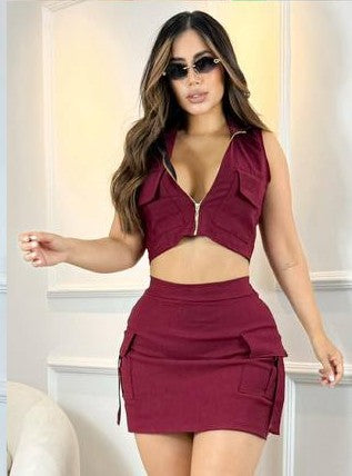 Conjunto blusa y falda cargo  M078